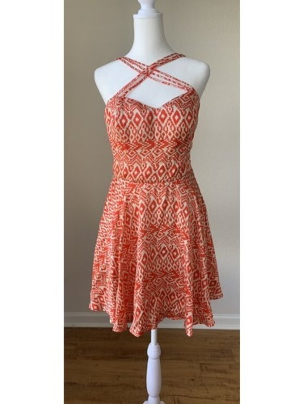 B. Darlin Orange Fit & Flare Sun Dress Juniors Size 9 / 10 Skater 90’s style VTG